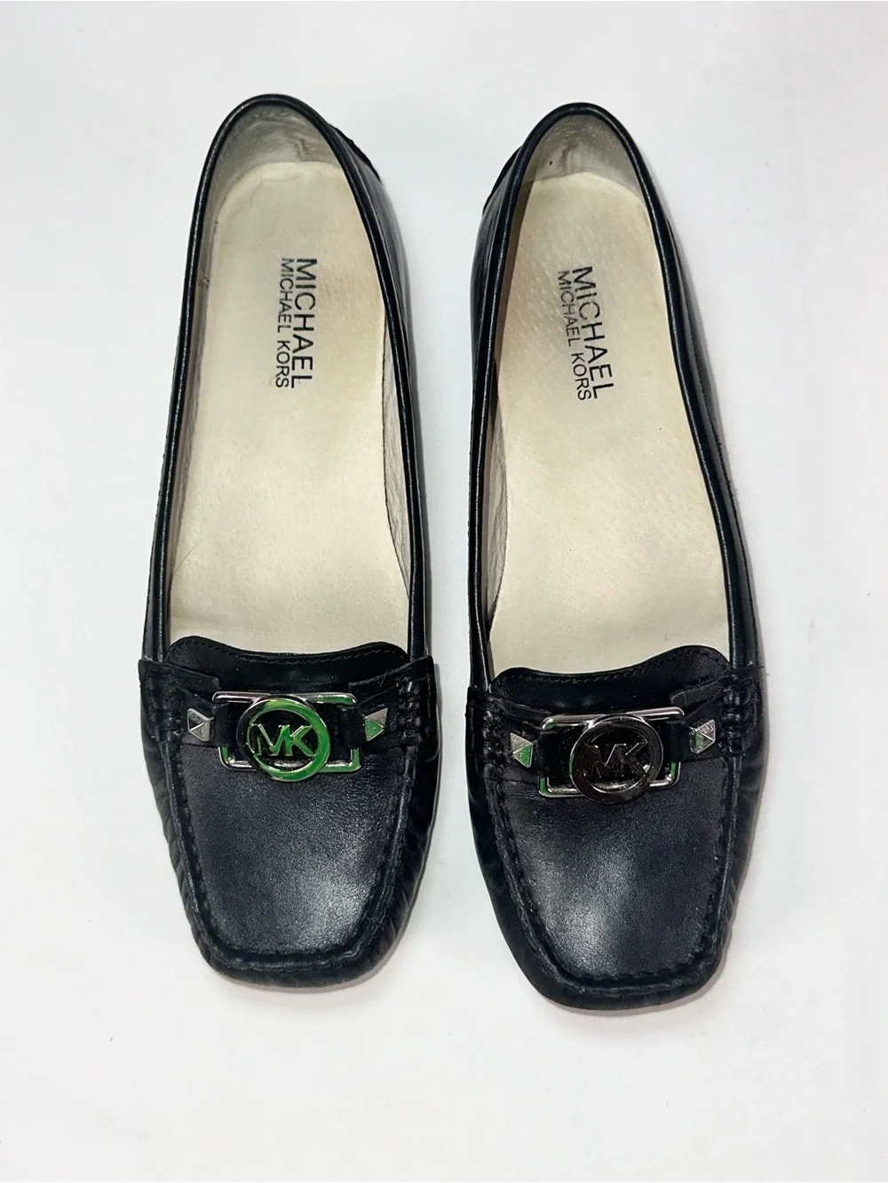 Michael Kors Black Leather Charm Moccasin Flats Size 7.5 Classic Loafer